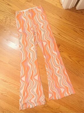 Show Me Your MuMu Kids Orange Pink Swirl Flare Leggings